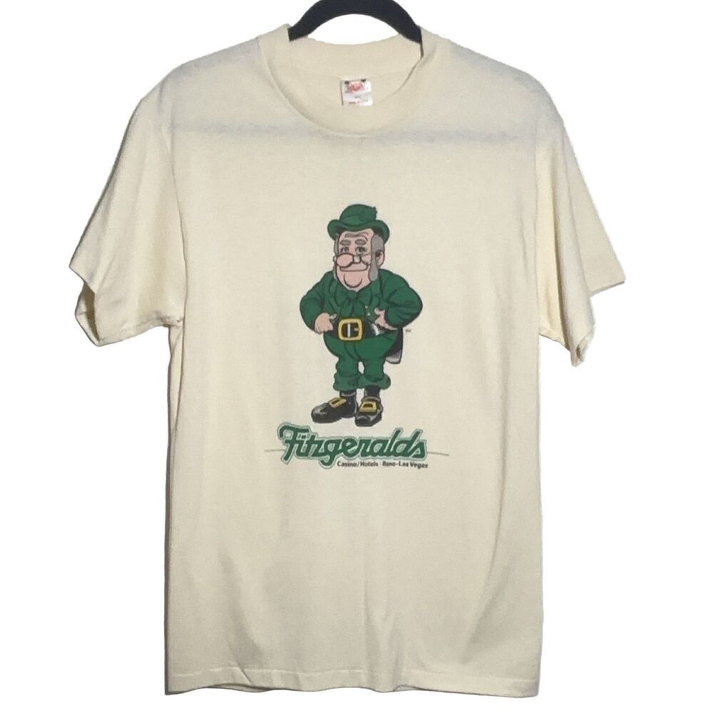 Oasis Fitzgeralds Casino Reno Las Vegas Men's L Vintage T-Shirt Cream